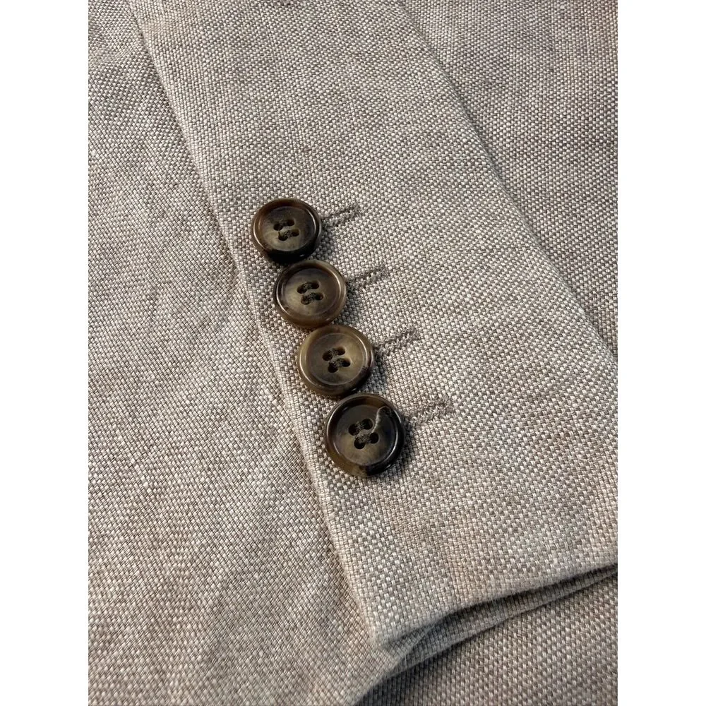 Linen Sport Coat Blazer Elbow Patch Italy Preppy Fancy Jacket Summer Italian